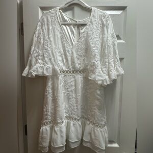 Selfie Leslie White Ruffled Mini Dress